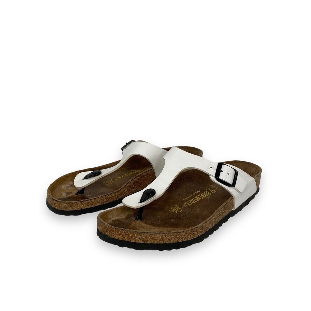 Birkenstock Gizeh Womens 42 White Patent Leather T Strap Thong Sandals